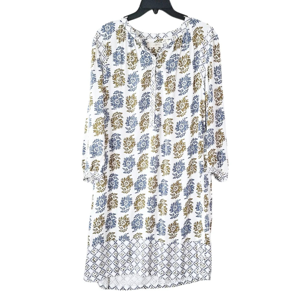 LOFT Floral Henley Midi Sheath Dress